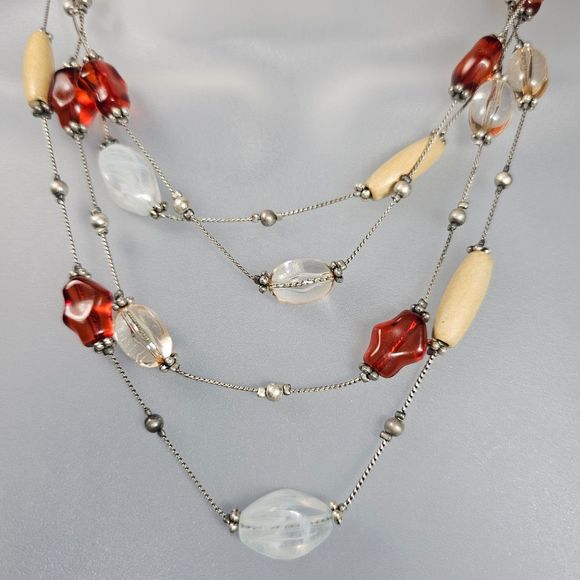 Premier Designs Austin Necklace Lucite Beaded Multi Strand Draping Station Jewel - Picture 2 of 11